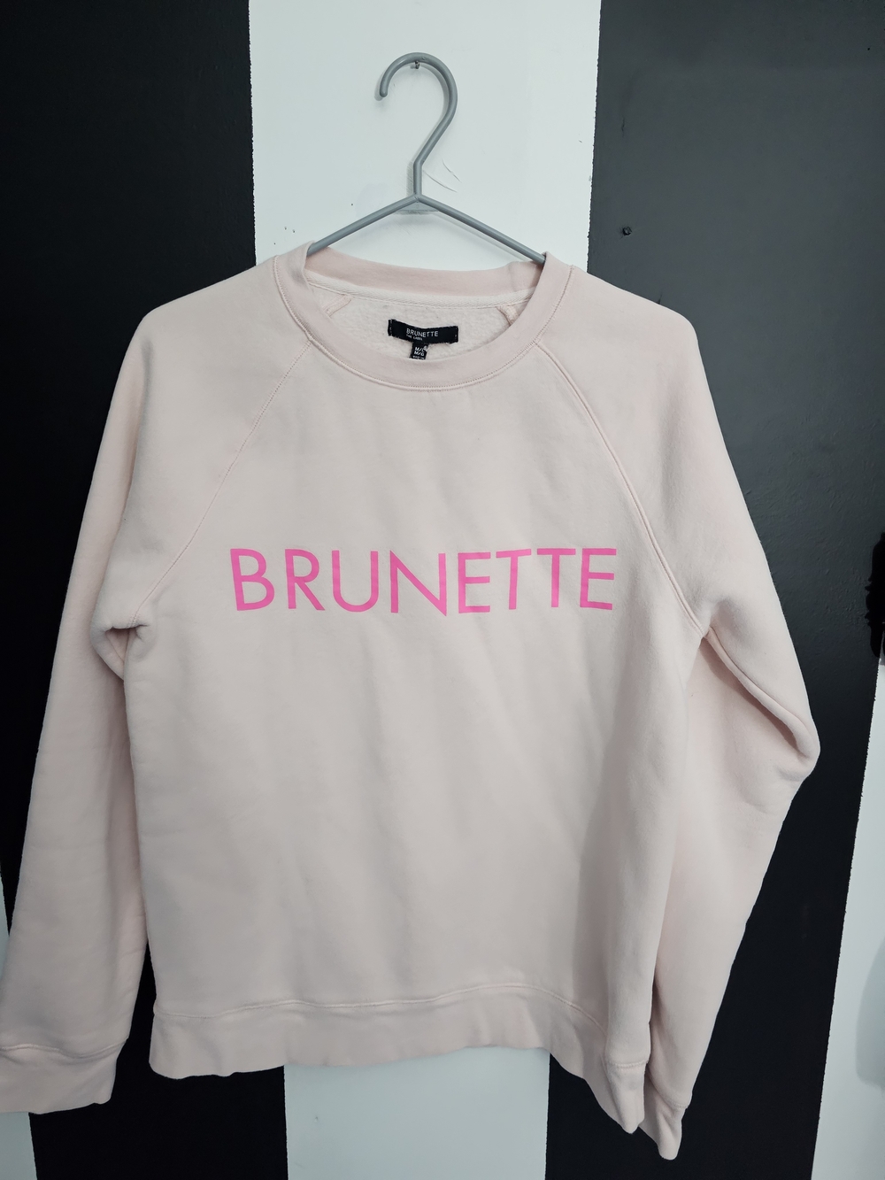 Brunette The Label Pale Pink Crewneck with Hot Pink Logo
